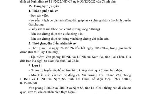 THÔNG BÁO TUYỂN DỤNG LAO ĐỘNG HỢP ĐỒNG THEO NGHỊ ĐỊNH 111/2022/NĐ-CP NGÀY 30/12/2022 CỦA CHÍNH PHỦ